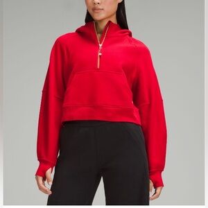 NWOT Lululemon Red Scuba with Gold Zipper Half Zip Hoodie
